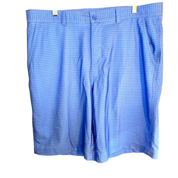 Bolle Golf 36 Waist Blue Checked Flat Front Men's Shorts Button Zipper - Picture 2 of 5